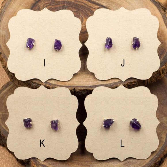 Amethyst and Sterling Silver Crystal Stud Earrings - Choose the pair you want - Picture 4 of 4